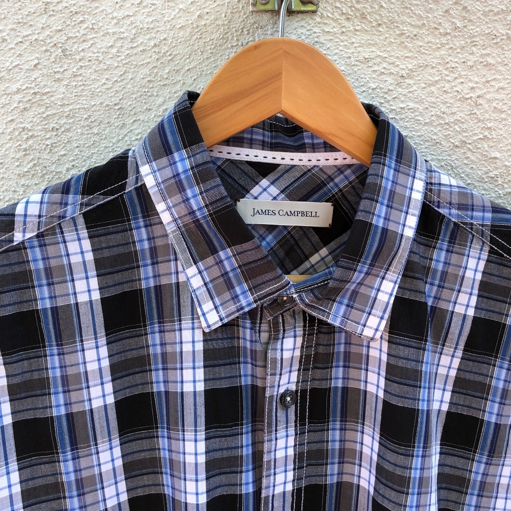 James Campbell Men's Short Sleeve Plaid Shirt